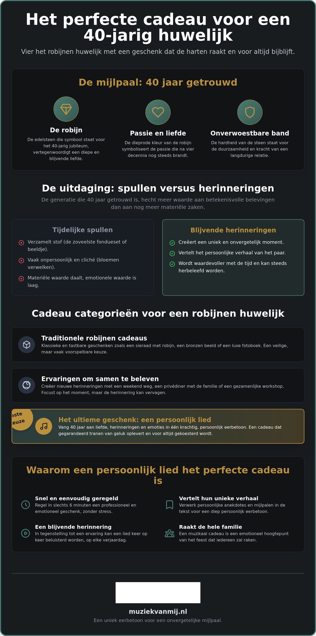 Cadeau 40 jaar getrouwd: verras het robijnen paar met een uniek eerbetoon